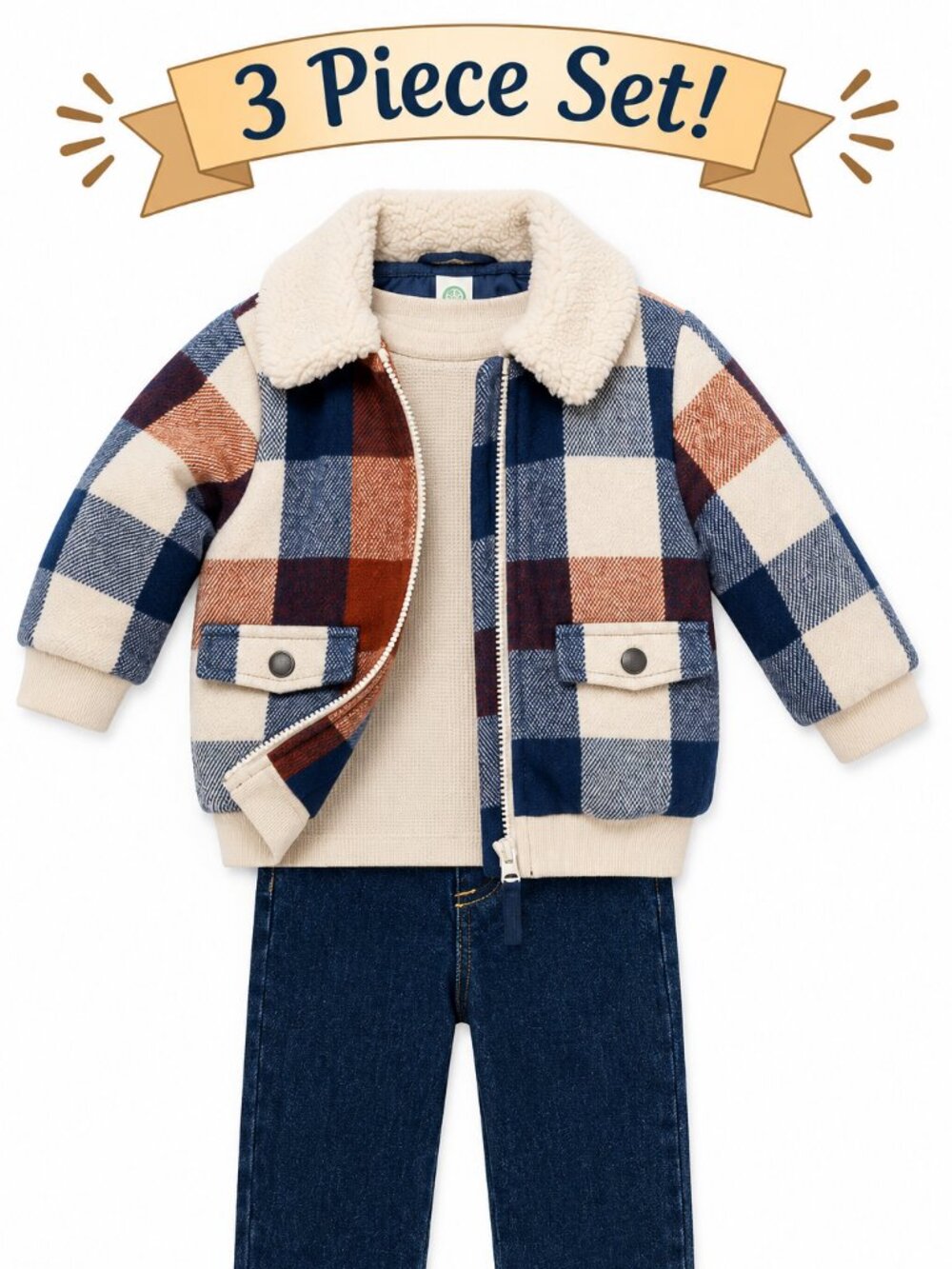 NWT Little Me Toddler Boy Plaid Jacket 3 Piece Outfit Set 24 Months